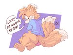 Rating: s
ID: 5591658
Date: 2025-05-22 20:57:54 -0400
Status: active
Score: 11
2_tails 4_toes absurd_res anthro canid canine cheek_tuft clothing dialogue ear_wiggling facial_tuft feet fluffy fluffy_tail fox hi_res male mammal miles_prower multi_tail pointy_ears rear_view roarey_raccoon sega signature simple_background sitting sitting_on_ground smile solo sonic_the_hedgehog_(series) speech_bubble tail toes topwear tuft young young_male post #5591658