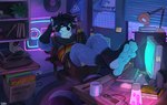 Rating: s
ID: 5659886
Date: 2025-06-22 07:26:49 -0400
Status: active
Score: 28
4_toes absurd_res anthro barefoot black_body black_fur black_hair black_nose blue_body blue_fur calendar claws clothed clothing computer_mouse countershade_feet countershading crt feet finger_claws fur grey_eyes grin hair hi_res inside keyboard lamp lava_lamp male mammal messy_hair narrowed_eyes neon_lights pache_riggs pawpads paws plantigrade procyonid raccoon reclining smile soles solo toe_claws toes vinyl_record white_body white_fur white_pawpads window post #5659886