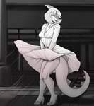 Rating: s
ID: 4078467
Date: 2023-05-28 16:06:23 -0400
Status: active
Score: 43
2022 anthro black_and_white clothing cosplay deadassspider detailed_background dinosaur dress eyelashes eyes_closed feet female footwear goodbye_volcano_high hadrosaurid hair hi_res high_heels long_tail marilyn_monroe monochrome naomi_(gvh) open_mouth ornithischian ornithopod outside parasaurolophus prehistoric_species reptile scalie shoes short_hair smile solo spikes spikes_(anatomy) tail the_seven_year_itch toes wind_lift post #4078467