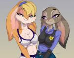 Rating: s
ID: 1748916
Date: 2018-12-28 11:47:40 -0500
Status: active
Score: 149
2018 anthro belt blonde_hair blue_eyes blush bottomwear bra breast_size_difference breasts clothed clothing crossover delki digital_media_(artwork) dipstick_ears disney duo ear_markings ears_down eyebrows eyelashes female female/female floppy_ears fur gradient_background grey_body grey_fur hair half-length_portrait hi_res inner_ear_fluff judy_hopps lagomorph leporid lola_bunny long_ears looney_tunes mammal multicolored_body multicolored_ears multicolored_fur pink_nose pivoted_ears police police_uniform portrait purple_eyes rabbit shirt short_hair shorts simple_background smile sports_bra topwear tuft two_tone_body two_tone_fur underwear uniform warner_brothers zootopia post #1748916