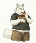 Rating: s
ID: 2150535
Date: 2020-02-15 06:55:51 -0500
Status: active
Score: 29
2019 anthro arctic_fox belly belly_overhang black_clothing black_nose black_shirt black_topwear canid canine cettus cheek_bulge chubby_cheeks chubby_face clothed clothing dessert doughnut eating food fox fur love_handles male mammal messy overweight overweight_male pastry puffed_cheeks raised_clothing raised_shirt raised_topwear shaded shirt slightly_chubby soft_shading tail topwear true_fox tuft white_body white_fur white_tail post #2150535