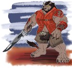 Rating: s
ID: 5465856
Date: 2025-03-30 10:45:27 -0400
Status: active
Score: 2
2019 5_fingers 5_toes anthro barefoot beard belt black_beard black_facial_hair bottomwear brown_body brown_fur clothing facial_hair fangs feet felid fierglief final_fantasy final_fantasy_xiv fingers frown full-length_portrait fur hi_res holding_object holding_weapon hrothgar jacket looking_at_viewer male mammal markings melee_weapon plantigrade portrait red_clothing red_jacket red_markings red_topwear shorts solo square_enix standing sword teeth three-quarter_view toes topwear weapon yellow_eyes post #5465856