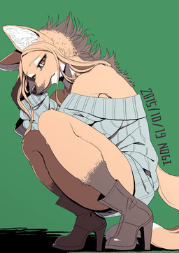 2015 anthro bare_shoulders big_breasts black_boots black_footwear black_nose blue_clothing blue_dress boots breasts brown_eyes canine cheek_tuft clothed clothing crouching digital_media_(artwork) dipstick_tail eyebrows eyelashes female footwear fully_clothed fur gloves_(marking) green_background hair hand_on_head head_tilt high_heeled_boots high_heels inner_ear_fluff kemono long_hair long_sleeves looking_at_viewer mammal maned_wolf markings mouth_closed multicolored_fur multicolored_tail nogi off_shoulder orange_fur orange_hair orange_tail shadow shoes side_boob side_view signature simple_background socks_(marking) solo sweater_dress tuft two_tone_tail white_fur white_tail
Rating: Safe
Score: 4
User: Schuppo
Date: June 24, 2017 2015 anthro bare_shoulders big_breasts black_boots black_footwear black_nose blue_clothing blue_dress boots breasts brown_eyes canine cheek_tuft clothed clothing crouching digital_media_(artwork) dipstick_tail eyebrows eyelashes female footwear fully_clothed fur gloves_(marking) green_background hair hand_on_head head_tilt high_heeled_boots high_heels inner_ear_fluff kemono long_hair long_sleeves looking_at_viewer mammal maned_wolf markings mouth_closed multicolored_fur multicolored_tail nogi off_shoulder orange_fur orange_hair orange_tail shadow shoes side_boob side_view signature simple_background socks_(marking) solo sweater_dress tuft two_tone_tail white_fur white_tail
Rating: Safe
Score: 4
User: Schuppo
Date: June 24, 2017