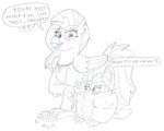 Rating: s
ID: 4475001
Date: 2023-12-15 20:52:43 -0500
Status: active
Score: 8
after_transformation avian balled_up beak blush blush_lines bodily_fluids dialogue dragon duo english_text european_mythology exclamation_point feathered_wings feathers female feral friendship_is_magic fully_restrained greek_mythology hasbro heart_symbol hippogriff horn icaron jewelry loss_of_speech motion_lines muffled_speech my_little_pony mythological_avian mythological_creature mythological_scalie mythology necklace permanent permanent_transformation scalie silverstream_(mlp) sketch smolder_(mlp) speech_bubble sweat sweatdrop talon_hands tape text underlined_text wings post #4475001