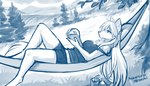 Rating: s
ID: 5575949
Date: 2025-05-16 04:23:49 -0400
Status: active
Score: 107
2025 7:4 anthro arm_tuft beverage blue_and_white book bottomwear breasts chest_tuft clothed clothed_anthro clothed_female clothing conditional_dnp digital_media_(artwork) elbow_tuft female fingers fully_clothed fully_clothed_anthro fully_clothed_female fur hair hammock hi_res holding_book holding_object keidran long_hair lying monochrome on_back on_hammock outside plant raine_silverlock reading reading_book smile solo tail tom_fischbach topwear tree tuft twokinds post #5575949