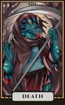 Rating: s
ID: 5247680
Date: 2024-12-16 22:49:26 -0500
Status: active
Score: 8
anthro card clothed clothing costume death_(tarot) digital_media_(artwork) fellicaleandra fin glowing glowing_markings green_body hi_res hybrid major_arcana male marine markings riptide_(sealmode) sea_monster simple_background tarot tarot_card teeth text whiskers post #5247680
