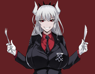 Rating: s
ID: 5672612
Date: 2025-06-28 03:08:35 -0400
Status: pending
Score: 0
2022 2_horns 5_fingers absurd_res accessory arms_bent big_breasts biped black_business_suit black_clothing black_eyebrows black_necktie black_suit breasts business_suit clothed clothed_female clothed_humanoid clothing collared_shirt cutlery demon demon_humanoid digital_media_(artwork) dress_shirt english_description eyebrow_through_hair eyebrows eyelashes female female_humanoid fingers fork front_view gloves grin grinning_at_viewer hair half-length_portrait handwear headband helltaker hi_res holding_fork holding_knife holding_object horn huge_breasts humanoid humanoid_hands kitchen_knife kitchen_utensils knife long_hair looking_at_viewer lucifer_(helltaker) mole_under_eye narrowed_eyes necktie not_furry occult_symbol owner_(artist) portrait red_background red_clothing red_dress_shirt red_eyes red_shirt red_topwear shirt sigil sigil_of_lucifer simple_background smile solo suit symbol teeth tools topwear translucent translucent_hair white_clothing white_gloves white_hair white_handwear white_horn white_sclera post #5672612