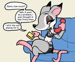 Rating: s
ID: 5606359
Date: 2025-05-29 06:40:41 -0400
Status: active
Score: 48
3_toes 4_fingers 6:5 american_opossum anthro barefoot black_bottomwear black_clothing black_ear_tips black_ears black_eyebrows black_eyes black_nose black_shirt black_shorts black_tank_top black_text black_thong black_topwear black_underwear blue_sofa bottomwear clothed clothed_anthro clothed_female clothing credit_card dialogue dipstick_ears ear_markings electronics english_text eyebrows eyelashes feet female fingers flat_chested fur furniture grey_body grey_ears grey_fur grin hairless_tail hi_res holding_credit_card holding_object holding_phone itsunknownanon landline_phone mammal marsupial midriff multicolored_body multicolored_clothing multicolored_ears multicolored_fur multicolored_shirt multicolored_tank_top multicolored_topwear narrowed_eyes nicnac_(waketab) phone phone_call pink_inner_ear pink_tail shirt shorts sitting smile snout sofa solo speech_bubble tail talking_to_another tan_sclera tan_teeth tank_top teeth text thong toes topwear two_tone_body two_tone_clothing two_tone_ears two_tone_fur two_tone_shirt two_tone_tank_top two_tone_topwear underwear white_body white_clothing white_fur white_shirt white_tank_top white_topwear post #5606359