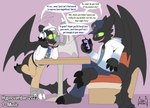 Rating: s
ID: 4604155
Date: 2024-02-16 21:29:53 -0500
Status: active
Score: 77
2023 3_toes anthro biped black_body black_claws blue_collar blush character_transformation claws clothing collar control_collar dialogue digital_drawing_(artwork) digital_media_(artwork) dj_night_fury dragon dreamworks duo electronics english_text european_mythology eyewear feet fury_(httyd) glasses green_eyes grey_body hat headgear headphones headwear hi_res how_to_train_your_dragon hypnosis hypnovember jewelry leaning_on_table male membrane_(anatomy) membranous_wings mind_control music music_hypnosis mythological_creature mythological_scalie mythology necklace night_fury ringed_eyes scalie sharp_teeth shirt simple_background sitting smile soul-silver-dragon speech_bubble spiral tail teeth text toe_claws toes toony topwear transformation western_dragon white_claws wings post #4604155
