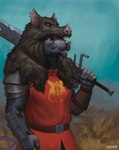 Rating: s
ID: 5444261
Date: 2025-03-19 18:43:11 -0400
Status: active
Score: 17
absurd_res animal_skin anthro armor buckovskiart clothing facial_scar fur grey_body grey_fur hi_res male mammal melee_weapon micro murid murine pawpad_(jackhazardous) rat red_eyes rodent scar solo sword tabard weapon post #5444261