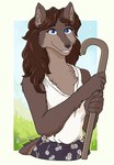 Rating: s
ID: 5667675
Date: 2025-06-25 19:53:30 -0400
Status: active
Score: 8
2019 5_fingers anthro artist_name biped blue_eyes breasts brown_body brown_fur brown_hair canid canine canis chest_tuft clothed clothed_anthro clothed_female clothing day female fingers floral_print front_view fur grass hair half-length_portrait happy hi_res holding_object humanoid_hands inner_ear_fluff long_hair looking_at_viewer mammal outside plant portrait shirt small_breasts smile solo standing story_at_source tank_top teeth text topwear tuft vuko-jebina white_clothing white_shirt white_tank_top white_topwear wolf post #5667675