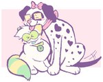Rating: s
ID: 5569027
Date: 2025-05-13 10:25:14 -0400
Status: active
Score: 9
ambiguous_gender black_spots blush canid canine canis chibi clock collar conditional_dnp dalmatian domestic_cat domestic_dog duo eyewear felid feline felis female female/ambiguous feral floppy_ears glasses green_markings heart_(marking) hi_res interspecies labbit_(artist) love mammal markings multicolored_tail pink_bow pink_nose rectangular_glasses round_glasses simple_background sitting size_difference slightly_chubby slightly_chubby_feral spots tail tail_motion tailwag teal_tongue tongue tongue_out white_body yellow_markings post #5569027