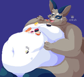 Rating: s
ID: 5700003
Date: 2025-07-10 18:32:20 -0400
Status: active
Score: 5
belly big_belly canid canine chopsticks enkah food fox generation_8_pokemon male mammal moobs morbidly_obese nickit nintendo obese overweight pokemon pokemon_(species) sumo sushi post #5700003
