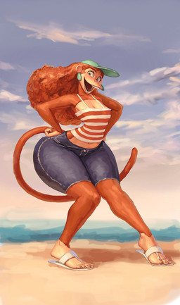 Rating: s
ID: 5676501
Date: 2025-06-29 21:51:05 -0400
Status: pending
Score: 10
2025 5_fingers 5_toes alternate_species anthro baseball_cap beach bottom_heavy bottomwear breasts clothed clothing cloud curly_hair denim denim_bottomwear denim_clothing denim_shorts disney ear_piercing ear_ring feet female fingers fluffy fluffy_hair footwear fur furrification hair halter_top hands_on_hips haplorhine hat headgear headwear hi_res huge_hips huge_thighs inner_workings kate_(inner_workings) long_hair looking_at_viewer mammal midriff monkey navel open_mouth orange_body orange_fur orange_hair outside piercing plantigrade pose primate raised_heel redustheriotact ring_piercing sand sandals seaside shoes shorts sky small_breasts solo tail thick_thighs toes wide_hips post #5676501