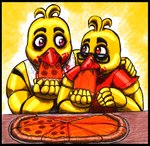 Rating: s
ID: 5582217
Date: 2025-05-18 19:45:58 -0400
Status: pending
Score: 2
2014 5_fingers animatronic anthro arm_around_shoulders avian beak bib bib_only bird black_border black_eyebrows black_eyewear black_glasses border brown_eye chica_(fnaf) chicken clothed clothed_anthro clothed_female clothing colored colored_pencil_(artwork) cree_the_chicken duo eating eating_food english_description eye_contact eyebrows eyewear fan_character female fingers five_nights_at_freddy's food food_on_face furniture galliform gallus_(genus) glasses heterochromia holding_food holding_object holding_pizza larger_anthro larger_female light lighting looking_at_another machine marker_(artwork) phasianid pink_eyes pizza pizza_slice rectangular_glasses red_beak red_clothing red_eyes red_shirt red_t-shirt red_topwear robot scottgames shaded shirt simple_background size_difference smaller_anthro smaller_female t-shirt table tehcreechibi thick_eyebrows topwear traditional_media_(artwork) white_bib yellow_background yellow_body post #5582217