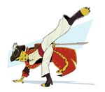 Rating: s
ID: 4505693
Date: 2023-12-31 05:49:47 -0500
Status: active
Score: 20
absurd_res acrobatics action_pose anthro boots breasts capoeira cheetah clothed clothed_anthro clothed_female clothing coat eyes_closed felid feline female female_anthro footwear full-length_portrait fully_clothed fully_clothed_anthro fully_clothed_female hair hi_res high_heeled_boots high_heels karlia_legeres_alboran kick mammal melee_weapon pirate pirate_hat pirate_outfit portrait pose red_clothing red_coat red_topwear ruffu shoes short_hair soleless_footwear soleless_heels solo sword toeless_boots toeless_footwear toeless_heels topwear weapon post #4505693