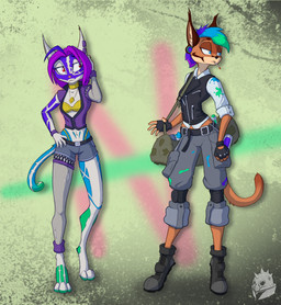 Rating: s
ID: 5671864
Date: 2025-06-27 18:35:16 -0400
Status: active
Score: 1
5_fingers alternative_fashion anthro badge barefoot belt biped blue_eyes blue_hair bottomwear bra bracelet caracal caracal_(genus) cigarette cigarette_in_mouth clothed clothing collar denim denim_clothing digitigrade duo ear_piercing eyelashes feet felid feline felis female fingerless_gloves fingers footwear fully_clothed fur gauged_ear gloves green_background grey_body hair handwear jacket jewelry knee_pads looking_at_another mammal markings midriff multicolored_hair navel necklace object_in_mouth open_clothing open_jacket open_topwear pendant piercing punk purple_hair purple_nose raubr1tter red_eyes shirt shoes shorts simple_background smile standing tattoo thong_straps toes tomboy topwear underwear vest post #5671864