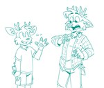 Rating: s
ID: 5551817
Date: 2025-05-05 22:22:44 -0400
Status: active
Score: 0
:3 anthro antlers bottomwear cargo_shorts clothing darwin_(tinydeerguy) deer duo english_text greeting hi_res horn male mammal monochrome open_mouth open_smile pants pattern_clothing pattern_shirt pattern_topwear plaid plaid_clothing plaid_shirt plaid_topwear shirt shocked shorts smile t-shirt teeth_showing text tinydeerguy tongue_showing topwear post #5551817