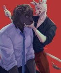 Rating: s
ID: 3592920
Date: 2022-09-27 23:09:21 -0400
Status: active
Score: 50
absurd_res agata_(beastars) antelope anthro beastars black_body black_bottomwear black_clothing black_fur black_hair black_mane black_pants black_shirt black_topwear blue_necktie bottomwear bovid brown_body brown_eyes brown_fur brown_spots clothing collared_shirt cutlery duo eye_contact fangs felid fork fur gazelle hair hand_on_face hi_res hybrid kitchen_utensils leopard lion looking_at_another male male/male mammal mane markings melon_(beastars) moonpearl necktie pantherine pants red_background red_bottomwear red_clothing red_pants shirt simple_background smile spots spotted_body spotted_fur tan_body tan_fur teeth tongue tongue_out tools topwear whiskers white_clothing white_shirt white_topwear post #3592920