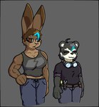 Rating: s
ID: 5311785
Date: 2025-01-16 16:56:51 -0500
Status: active
Score: 3
anthro bear biped black_clothing black_hair blue_bottomwear blue_clothing blue_pants bodily_fluids bottomwear breasts brown_body brown_eyes brown_fur brown_hair cheek_tuft clothed clothing collarbone countershade_face countershade_fur countershade_torso countershading darli_buni digital_media_(artwork) duo eye_scar eyebrows eyelashes eyes_closed eyewear facial_scar facial_tuft female fingers fur giant_panda goggles goggles_around_neck grey_background grey_clothing grey_eyes grey_shirt grey_tank_top grey_topwear hair hand_on_hip hare heterochromia highlights_(coloring) kassandra_copperfur lagomorph leporid looking_at_viewer mammal markings muscular muscular_female neck_scar pants pendelle_ursari scar screwdriver shirt short_hair shoulder_scar simple_background size_difference sleeveless_shirt slightly_chubby slightly_chubby_female smile tank_top tomboy tool_belt tools topwear tuft white_body white_fur wrench post #5311785