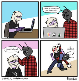 Rating: s
ID: 5655965
Date: 2025-06-20 16:04:15 -0400
Status: pending
Score: 5
4_panel_comic angry anthro aphex_twin aphex_twin_logo arm_grab clothed clothing collared_shirt comic computer dialogue digital_media_(artwork) domestic_ferret duo electronics english_text eye_contact freckled_face freckles front_view frustrated fur glowing glowing_eyes hand_on_head hi_res humanoid_hands humor lamapola laptop lato_(lamapola) looking_at_another male mammal meme multicolored_body multicolored_fur mustelid musteline nonbinary_(lore) pattern_clothing pattern_shirt pattern_topwear plaid plaid_clothing plaid_shirt plaid_topwear purple_body purple_fur shirt side_view signature simple_background smug speech_bubble standing talking_to_another text topwear true_musteline upside_down vinea_(lamapola) weasel white_body white_fur post #5655965