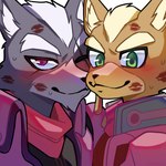 Rating: s
ID: 5614752
Date: 2025-06-01 17:47:02 -0400
Status: active
Score: 25
1:1 2025 adrianis06 after_kiss anthro anthro_on_anthro blush bodily_fluids canid canine canis clothed clothing duo eyebrows fox fox_mccloud fur hair hi_res jacket kerchief kiss_mark looking_at_viewer male male/male mammal neckerchief neckwear nintendo one_eye_closed scar simple_background smile spikes star_fox sweat topwear tuft white_background wolf wolf_o'donnell post #5614752
