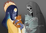 Rating: s
ID: 4769182
Date: 2024-05-07 18:28:51 -0400
Status: active
Score: 28
5_fingers animated_skeleton bone bone_hand cloak clothing death_(personification) domestic_cat ears_up eye_contact eyebrows felid feline felis female feral fingers fur grey_background group holding_animal hood hood_up humanoid jenny_jinya life_(jenny_jinya) looking_at_another looking_down loving_reaper male mammal orange_body orange_fur pawpads paws raised_eyebrows robe simple_background skeleton skull skull_head smile spirit starry_hair undead post #4769182
