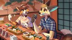 Rating: s
ID: 2898918
Date: 2021-08-27 12:22:33 -0400
Status: active
Score: 80
16:9 2021 alcohol anthro australian_shepherd beverage canid canine canis chopsticks clothing container cup domestic_dog drinking duo eating elly_(waywardmutt) female fennec_fox fish food fox herding_dog husband_and_wife hybrid inside makizushi male mammal marine married_couple multyashka-sweet nigirizushi open_mouth painting pastoral_dog pattern_clothing plaid plaid_clothing red_fox restaurant riko_(kilometers) romantic romantic_couple sake sauce sheepdog shirt striped_clothing stripes sushi topwear tray true_fox widescreen post #2898918