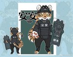 Rating: s
ID: 3447648
Date: 2022-07-15 02:42:18 -0400
Status: active
Score: 10
2022 an_an anthro armor barefoot black_body black_fur blast_suit chinese_text cjk_character claws clothed clothing drug_police eyewear feet felid fully_clothed fur goggles headgear helmet international_anti-drug_day looking_at_viewer loredump_in_description male mammal national_anti-drug_publicity_month open_mouth orange_body orange_fur pantherine pawpads police riot_gear riot_police riot_shield solo text tiger translated unknown_artist white_body white_fur yellow_eyes post #3447648