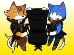 Rating: s
ID: 5235736
Date: 2024-12-10 21:07:19 -0500
Status: active
Score: 7
2013 animal_crossing anthro barefoot black_clothing black_coat black_nose black_shirt black_topwear blep blue_body blue_eyes blue_fur bow_tie brown_bow_tie brown_hair canid canine canis cel_shading chair chief_(animal_crossing) closed_smile clothed clothing coat countershade_face countershade_feet countershade_fur countershade_hands countershade_tail countershading digital_media_(artwork) dipstick_tail domestic_cat duo feet felid feline felis fingers fur furniture gloves_(marking) gradient_background hair leg_markings looking_at_viewer male mammal markings mouth_closed multicolored_body multicolored_fur nelfee_09 nintendo office_chair open_clothing open_coat open_mouth open_topwear orange_body orange_fur pink_tongue pupils shaded shirt simple_background smile snout socks_(marking) standing star_pupils tail tail_markings textless tom_(animal_crossing) tongue tongue_out topwear two_tone_body two_tone_fur white_body white_fur wolf yellow_pupils yellow_sclera post #5235736