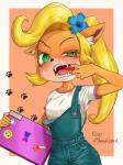 Rating: s
ID: 2166344
Date: 2020-02-29 21:11:38 -0500
Status: active
Score: 65
3:4 5_fingers accessory activision anthro bandicoot biped black_nose blonde_hair blush breasts cellphone clothing coco_bandicoot computer crash_bandicoot_(series) cute_fangs ear_tuft electronics eyelashes fangs faux_gaping female finger_fetish finger_in_mouth finger_play fingers fish_hooking flower flower_in_hair footprint green_eyes hair hair_accessory hand_on_face hi_res laptop mammal marsupial mouth_shot open_mouth overalls phone plant portrait presenting_mouth r.o.b_(rob_huurai) sharp_teeth shirt showing_tooth simple_background solo spread_mouth sticker teeth topwear tuft unbuttoned post #2166344