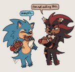 Rating: s
ID: 5558671
Date: 2025-05-08 20:27:56 -0400
Status: active
Score: 21
5_fingers anthro blue_body blue_fur blush blush_lines bored clothing dialogue duo eating eulipotyphlan eyes_closed fingerless_gloves fingers food fur gloves half-closed_eyes handwear hedgehog hi_res holding_food holding_object hyggezone male male/male mammal messy multicolored_body multicolored_fur narrowed_eyes sega shadow_the_hedgehog shark_tail simple_background slightly_chubby slightly_chubby_anthro sonic_the_hedgehog sonic_the_hedgehog_(series) speech_bubble tongue white_background post #5558671