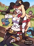 Rating: s
ID: 4275947
Date: 2023-09-06 01:51:13 -0400
Status: active
Score: 54
absurd_res ambiguous_gender anthro badge belt big_breasts black_nose blonde_hair blue_body blue_fur bottomwear bovid bovine breasts brown_belt brown_bottomwear brown_clothing brown_hat brown_headwear brown_pants canid canine cleavage clothed clothing cowboy_hat cowboy_outfit cynthia_(pokemon) digital_media_(artwork) english_text fake_horns female fingers flower frown fur generation_2_pokemon generation_4_pokemon gible gloves grass group hair handwear hat headgear headwear hi_res horn human kerchief legwear long_hair looking_at_viewer mammal midriff miltank navel nintendo open_mouth open_smile outside pants pink_body pink_fur plant pokeball pokemon pokemon_(species) pokemon_champion question_mark rear_view red_eyes riolu sharp_teeth shirt sitting smile speech_bubble star tail teats teeth text tongue topwear touyarokii udders vest white_clothing white_shirt white_topwear post #4275947