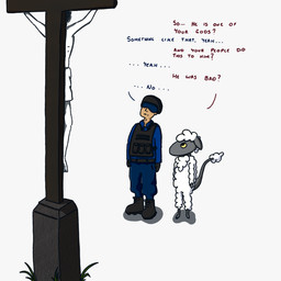 Rating: s
ID: 5682264
Date: 2025-07-02 16:27:11 -0400
Status: pending
Score: 14
1:1 alien ambiguous_gender anthro boots bottomwear christian_symbol christianity clothing color_coded_text colored cross crucifix crucifixion dialogue duo footwear fur grass grey_body grey_skin head_tuft hi_res human jesus_christ looking_up male mammal plant question question_mark questioning religion religious_symbol shadow shoes shorts simple_background standing tail talking_to_another text the_nature_of_predators topwear tuft uniform venlil_(the_nature_of_predators) vest visor visor_helmet white_background white_body white_fur white_wool wikos wool_(fur) yellow_eyes post #5682264