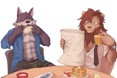 2016 5_fingers canine clothed clothing digital_media_(artwork) eyewear feline food fur glasses hi_res kemono lion lower lowergold male mammal open_shirt pancake simple_background wolf
Rating: Safe
Score: 2
User: Kario-xi
Date: April 18, 2018 2016 5_fingers canine clothed clothing digital_media_(artwork) eyewear feline food fur glasses hi_res kemono lion lower lowergold male mammal open_shirt pancake simple_background wolf
Rating: Safe
Score: 2
User: Kario-xi
Date: April 18, 2018