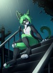 Rating: s
ID: 5171880
Date: 2024-11-09 23:48:38 -0500
Status: active
Score: 22
4_toes absurd_res aevyn anklet anthro black_body black_claws black_fur black_markings black_paws claws countershading facial_markings feet felid feline fur fwicksart green_eyes green_hair green_markings green_pawpads green_tail hair hair_over_eye hand_on_ground hand_on_knee hand_on_leg head_markings hi_res jewelry looking_aside male mammal markings multicolored_body multicolored_ears night outside pawpads pink_nose plant railing raining sitting_on_stairs solo tail toes torso_markings tree wet white_body white_countershading white_fingers white_toes post #5171880