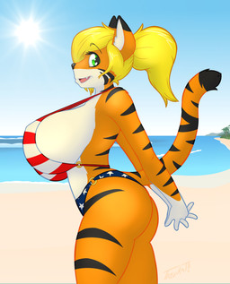 Rating: s
ID: 2342982
Date: 2020-07-24 18:14:08 -0400
Status: active
Score: 23
absurd_res anthro beach big_breasts bikini breasts clothing day felid female hair hi_res huge_breasts mammal pantherine ponytail seaside smile solo sun swimwear tabykat tabytha_starling tiger two-piece_swimsuit post #2342982