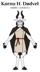 Rating: s
ID: 4540316
Date: 2024-01-16 21:48:17 -0500
Status: active
Score: 3
anthro black_claws black_hooves black_horn bovid cape caprine caprine_demon claws clothing cornelius_deadwell deadwell_(artist) demon fangs front_view fur goat_demon hooves horn male mammal model_sheet polycerate purple_eyes rags rocky_mountain_goat shirt solo teeth topwear tunic white_body white_fur post #4540316