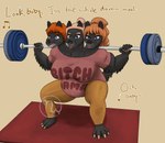 Rating: s
ID: 5550606
Date: 2025-05-05 11:44:15 -0400
Status: active
Score: 2
2025 3_heads 5_fingers absurd_res anthro arms_bent artist_logo bangs barbell barbell_piercing barefoot belly bent_legs big_belly big_breasts black_body black_fur black_nose blue_eyes bottomwear breasts breath canid canid_demon canine cerbelle_trimaktikos cerberus claws closed_smile clothed clothed_anthro clothed_female clothing colored crouching demon digital_drawing_(artwork) digital_media_(artwork) european_mythology exercise eyebrows facial_scar fangs feet female female_anthro finger_claws fingers floor_mat fluffy_arms fully_clothed fully_clothed_anthro fully_clothed_female fur greek_mythology hair hair_bun hand_pawpads hellhound hi_res holding_barbell light lighting lips logo long_hair lyrics mammal mayternity mayternity_2025 mouth_closed multi_head muscular muscular_anthro muscular_female musical_note musical_symbol mythological_canine mythological_creature mythology navel_outline notched_ear open_mouth orange_bottomwear orange_claws orange_clothing orange_eyebrows orange_pants orange_pawpads panting pants pawpads piercing pink_scar pink_tongue ponytail pregnant pregnant_anthro pregnant_female red_clothing red_lips red_shirt red_t-shirt red_topwear scar shaded shirt short_hair simple_background skywater smile solo symbol t-shirt teeth text_on_t-shirt thick_thighs toe_claws tongue topwear wavy_hair weightlifting whiskers workout yellow_background post #5550606