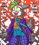 Rating: s
ID: 5535125
Date: 2025-04-27 22:20:00 -0400
Status: active
Score: 14
anthro batman_(series) daigaijin dc_comics domestic_cat english_text felid feline felis female fur grey_body grey_fur hi_res mammal open_mouth solo text the_joker tongue yellow_eyes post #5535125