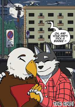 Rating: s
ID: 5773356
Date: 2025-08-12 02:24:20 -0400
Status: active
Score: 8
accipitrid accipitriform anthro avian bird canid canine canis clothed clothing comic daddy_kink dialogue digital_media_(artwork) domestic_dog duo eagle english_text family female fox group hi_res humor husky joke lgbt love male male/female male/male mammal mature_female nordic_sled_dog romantic romantic_couple sagilmito simple_background slice_of_life spitz text post #5773356