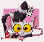 2022 anthro backbend beverage_can big_eyes blep bottomwear brachyzoid brown_eyes butt cellphone clothed clothing digital_media_(artwork) electronics feet female flexible front_view full-length_portrait haplorhine illumination_entertainment legwear looking_at_viewer mammal phone portrait prehensile_feet primate shorts sing_(movie) solo spandex spandex_shorts stockings tarsier tight_bottomwear tight_clothing tight_shorts toes tongue tongue_out unnamed_tarsier_(sing) yellow_sclera