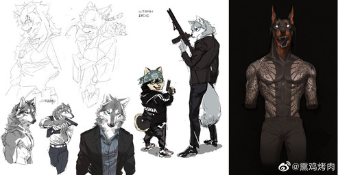 Rating: s
ID: 5702118
Date: 2025-07-11 17:28:34 -0400
Status: active
Score: 14
aak_(arknights) anthro arknights arm_tattoo athletic black_body black_bottomwear black_clothing black_fur black_jacket black_pants black_suit black_suit_jacket black_topwear blue_clothing blue_eyes blue_shirt blue_topwear boots bottomwear canid canine canis chest_tattoo clothed clothing curled_tail digital_media_(artwork) dobermann domestic_cat domestic_dog duo english_text fangs felid feline felis fluffy fluffy_tail footwear formal_wear fur grey_body grey_fur gun hair handgun head_scarf hi_res holding_gun holding_handgun holding_object holding_pistol holding_ranged_weapon holding_rifle holding_weapon holster horn hung_(arknights) hypergryph jacket long_pants looking_aside looking_at_viewer looking_away male mammal monochrome multicolored_body multicolored_fur open_mouth orange_body orange_fur pants pattern_clothing pattern_shirt pattern_topwear pinscher pistol ranged_weapon rifle shiba_inu shirt shoes shoulder_holster simple_background sketch sneakers solo spitz standing striped_clothing striped_shirt striped_topwear stripes studio_montagne suit suit_jacket tail tank_top tattoo teeth text tongue tongue_out topwear two_tone_body two_tone_fur waist_belt weapon white_body white_clothing white_eyes white_fur white_shirt white_topwear wolf yoshi.kaoru post #5702118
