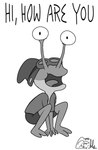 Rating: s
ID: 4629152
Date: 2024-02-29 00:44:08 -0500
Status: active
Score: 4
2021 2_antennae 2_toes 3_fingers absurd_res album_reference all_fours amphibia_(series) amphibian anthro black_text clothing daniel_johnston digital_drawing_(artwork) digital_media_(artwork) disney english_text eyestalks eyewear eyewear_on_head feet fingers first_person_view frog goggles goggles_on_head grey_body grey_clothing grey_hat grey_headwear grey_shirt grey_skin grey_tongue grey_topwear hat headgear headwear hi_res looking_at_viewer male monochrome open_mouth parody poison_dart_frog saltdg shirt signature simple_background solo sprig_plantar strawberry_poison-dart_frog text toes tongue topwear white_background post #4629152