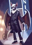 Rating: s
ID: 5536138
Date: 2025-04-28 12:11:45 -0400
Status: active
Score: 22
alternative_fashion anthro back_wings bat bat_wings black_body black_fur black_tie_(suit) cane clothing dress_pants dress_shoes ear_piercing facial_piercing fangs fur galder goth head_tuft hi_res male mammal megabat membrane_(anatomy) membranous_wings neck_tuft nix_(dez_sabertooth) nose_piercing piercing red_eyes solo suit tail teeth tuft white_tail wings post #5536138