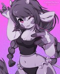 Rating: s
ID: 4139761
Date: 2023-06-29 06:51:25 -0400
Status: active
Score: 57
2023 5_fingers anthro artist_name black_clothing black_hair black_shirt black_topwear blep bovid bovine braided_hair breasts cattle clothed clothing coffeechicken female fingers hair hi_res long_hair looking_at_viewer mammal navel one_eye_closed purple_eyes shirt slim small_breasts small_moo smile solo tail tail_tuft text tongue tongue_out topwear tuft wink winking_at_viewer post #4139761