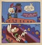Rating: s
ID: 5618201
Date: 2025-06-03 08:45:30 -0400
Status: active
Score: 7
2_panel_comic bellybutton_(madjackrabbit) black_necktie black_nose canid canine canis clothed clothing coffin comic cruncher_(madjackrabbit) death dialogue domestic_dog english_text flower funeral gloves green_tongue grey_clothing grey_hat grey_headwear grey_suit handwear hat head_bow headgear headwear hi_res internal_screaming jellybean_(madjackrabbit) lagomorph leporid madjackrabbit mammal navel necktie pink_body plant purple_body rabbit red_inner_ear red_nose signature suit text tongue white_body white_clothing white_gloves white_handwear wide_eyed yellow_nose yellow_sclera post #5618201