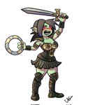 Rating: s
ID: 3501555
Date: 2022-08-12 05:15:05 -0400
Status: active
Score: 32
armor black_hair boots bracers breasts chakram clothed clothing crossover digital_media_(artwork) ear_piercing female footwear gobbo_(kooni) goblin green_body green_skin hair hi_res holding_object holding_weapon humanoid humanoid_pointy_ears leather leather_armor legwear mammal melee_weapon not_furry open_mouth piercing pointy_ears pupils ranged_weapon sharp_teeth shoes simple_background slit_pupils solo standing sword teeth thigh_boots thigh_highs valegor weapon xena_(disambiguation) xena_warrior_princess post #3501555
