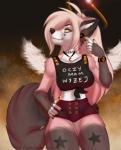 Rating: s
ID: 1082498
Date: 2016-12-19 16:43:45 -0500
Status: active
Score: 47
5_fingers anthro black_nose breasts canid canine choker clothed clothing dandes_naito digital_media_(artwork) feathered_wings feathers female fingers fox halo hi_res jewelry mammal midriff navel necklace purrchinyan shaded smile solo text translation_check translation_request wide_hips wings yellow_eyes post #1082498