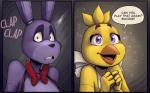 Rating: s
ID: 783068
Date: 2015-12-09 22:48:27 -0500
Status: active
Score: 21
animatronic anthro avian bird bonnie_(fnaf) chica_(fnaf) chicken duo english_text female five_nights_at_freddy's galliform gallus_(genus) lagomorph leporid machine male mammal nobody_(artist) phasianid rabbit robot scottgames simple_background text post #783068